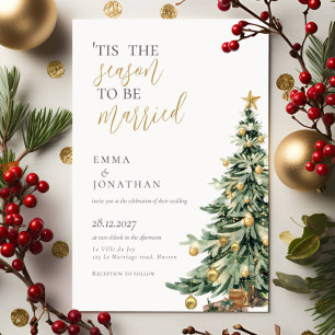 Convite Casamento de Natal Elegante Festivo Watercolor