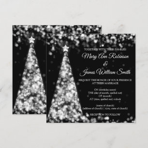 Convite Casamento de Natal Elegante Preto e Prata