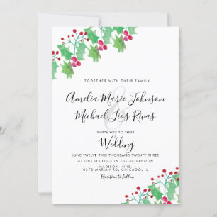 Convite Casamento de Natal Elegante Roteiro Aquarela Fruta