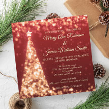 Casamento de Natal Elegante Vermelho e Dourado Fér