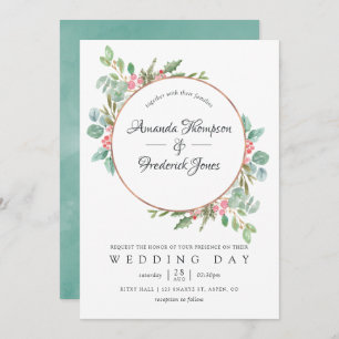 Convite Casamento de Natal Eucalyptus Geométrico