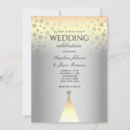 Convite Casamento de Natal Flocos de Neve Prata e Ouro