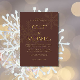Convite Casamento de Natal Flor de Neve Elegante de Chocol