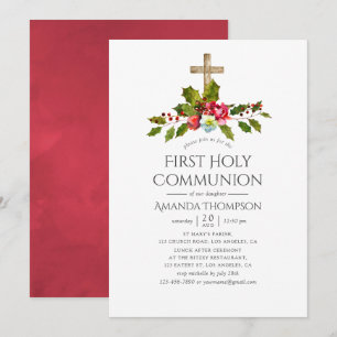 Convite Casamento de Natal Floral Primeira Comunhão