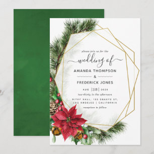 Convite Casamento de Natal Geométrico Floral