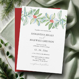 Convite Casamento de Natal Invitation Watercolor Botanical