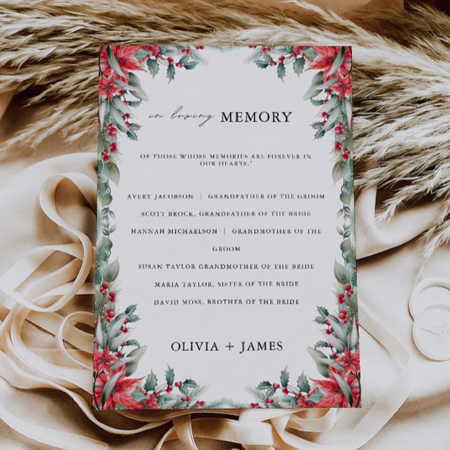 Convite Casamento De Natal No Sinal De Memória De Amor, (Christmas Wedding In Loving Memory Sign, Invitation)