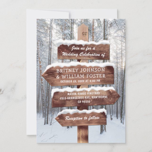 Convite Casamento de Natal Rustic Winter Woodland (Frente)
