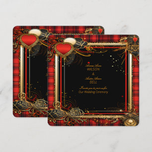 Convite Casamento de Natal Vermelho Preto e Dourado