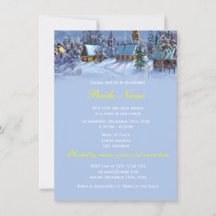 Convite Casamento de Natal vintage mundo nevado chá de no