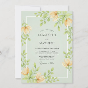 Convite Casamento de Natureza Arejada Verde Claro