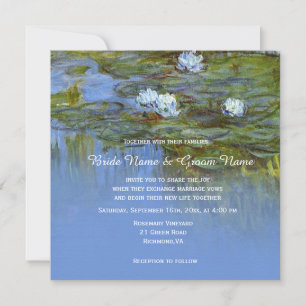 Convite Casamento de nenúfar vintage Claude Monet