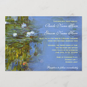 Convite Casamento de nenúfar vintage Claude Monet