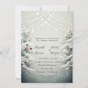 Convite Casamento de neve com luzes de Natal