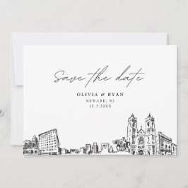 Convite Casamento de Newark NJ Salve o Moderno da Data