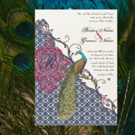 Convite Casamento de Noiva & Berry Berry Elegante Damasco 