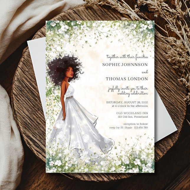 Convite Casamento de noiva negra de Anemones (Criador carregado)