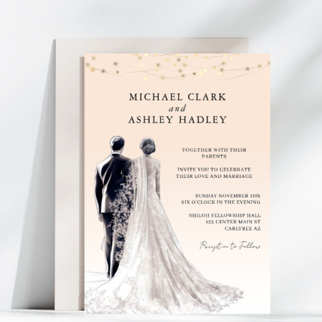 Convite Casamento de Noiva Tradicional de Pessegueira Clar (Criador carregado)