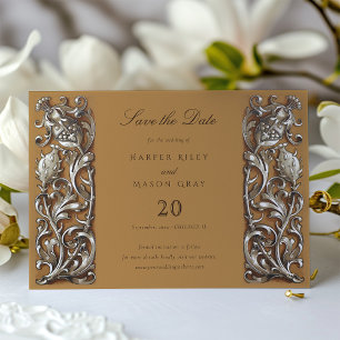 Convite Casamento de Noivado Art Nouveau Save the Date