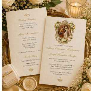 Convite Casamento de Noivado Católico Elegante e Tradicion