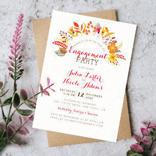 Convite Casamento de Noivado de Folhas de Flores Silvestre