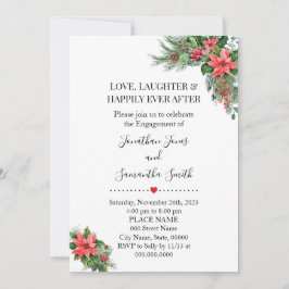Convite Casamento de Noivado de Poinsettia Feriada de Nata
