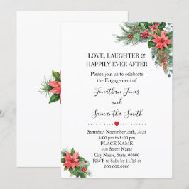 Convite Casamento de Noivado de Poinsettia Feriada de Nata