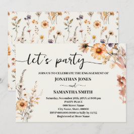 Convite Casamento de Noivado do Partido do Vamos de Flores