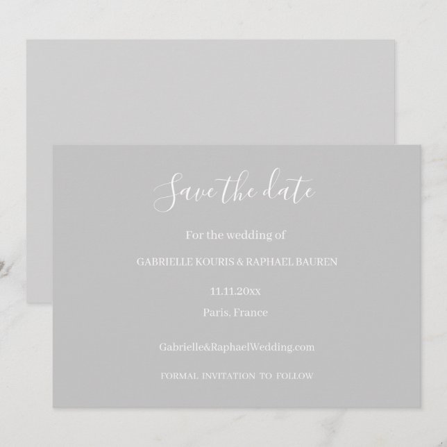 Convite Casamento de Noivado Economize a Data Minimalista  (Frente/Verso)
