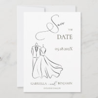 Casamento de Noivado Salvar Data Preto e Branco Mi