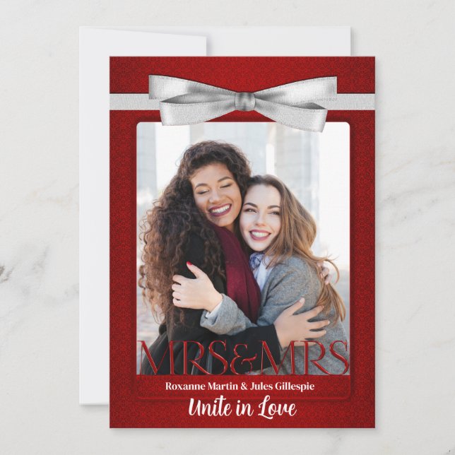 Convite Casamento de noivas com Gay de lésbica vermelha (Frente)