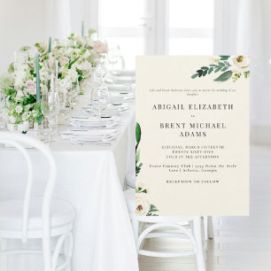 Convite Casamento de Noivas Florais Brancas Cream Modern