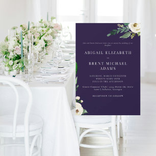 Convite Casamento de Noivas Florais Brancas marinhos Moder
