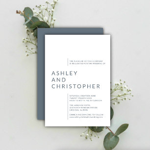 Convite Casamento de Nomes Isolados de Azul Dusty Minimali