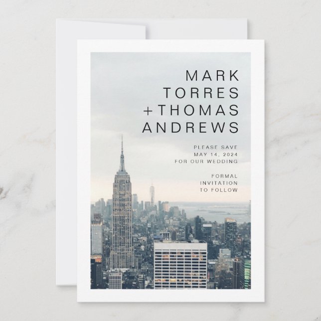 Convite Casamento de Nova York Salve a Data (Frente)