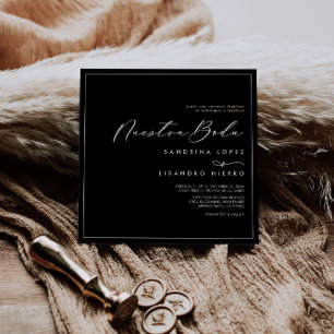 Convite Casamento de Nuestra Boda Clássica Negra Formal