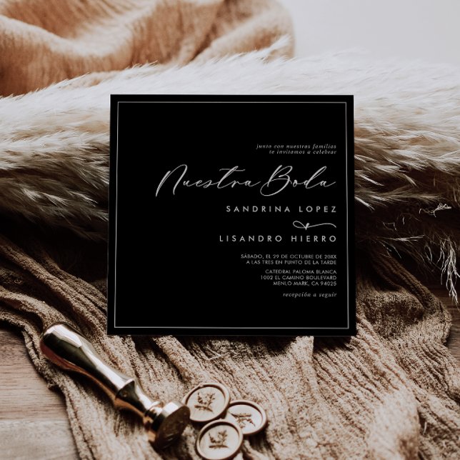Convite Casamento de Nuestra Boda Clássica Negra Formal (Criador carregado)