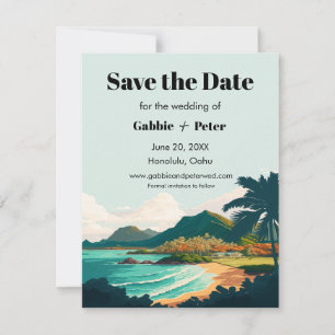Convite Casamento de Oahu Hawaii Salvar a Data