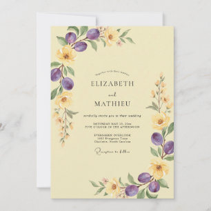 Convite Casamento de Oliva de Eucalipto Amarelo Pálido de