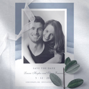 Convite Casamento de Ombre Azul com Cor de Água Salva a D