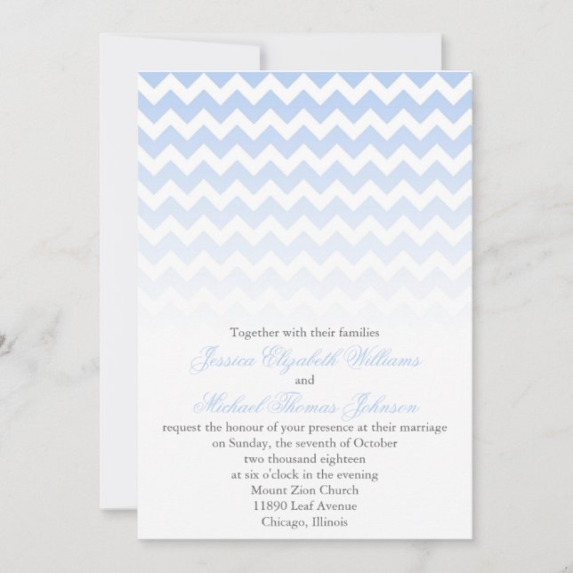 Convite Casamento de Ombre Chevron (Frente)