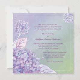 Convite Casamento de Ombre com Hydrangeas Roxas