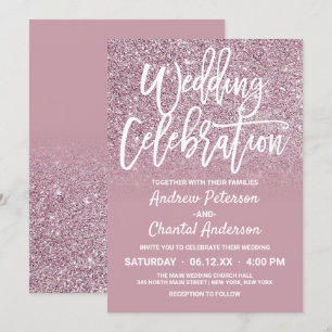 Convite Casamento de Ombre Cor-de-rosa-claro-Dourado