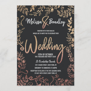 Convite Casamento de Ombre Dourado com Floral Dourado, com