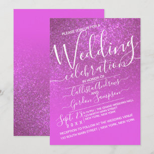 Convite Casamento de Ombre Magenta-Rosa Estimulante