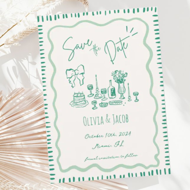 Convite Casamento de Onda de Arco Escrivável Desenhado à M (Criador carregado)