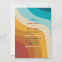 Casamento de Ondas Arco-íris Coloridas do Retro Mo