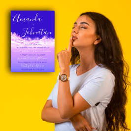 Convite Casamento de Ondas Azuis do Oceano Roxo Oceano Bra