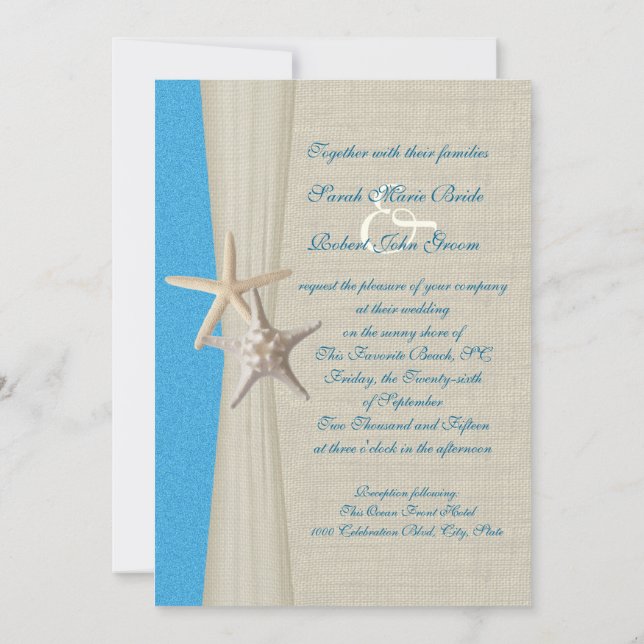 Convite Casamento de Ondas Rustic Beach Starfish Ocean Wav (Verso)
