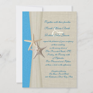 Convite Casamento de Ondas Rustic Beach Starfish Ocean Wav